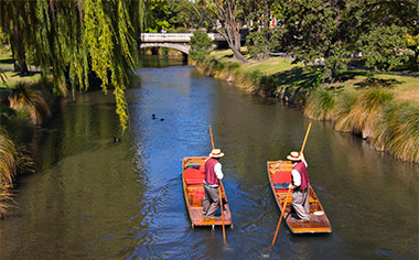 Two punts on the Avon River, Christchurch, New Zealand